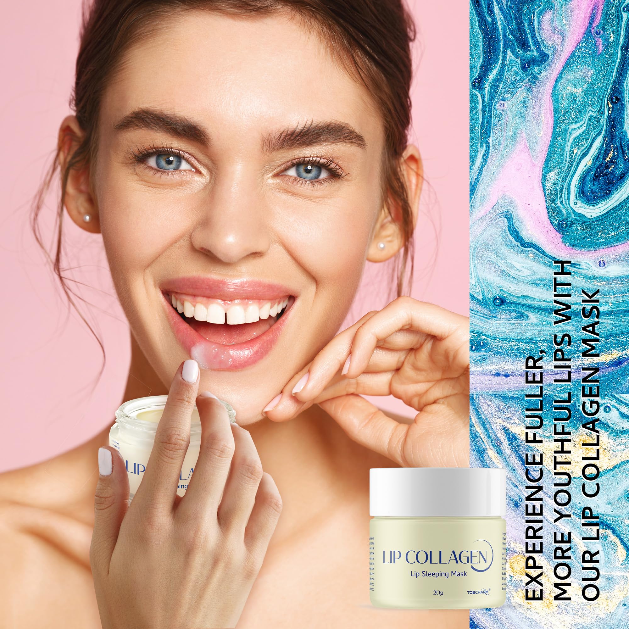 tobcharm lip sleeping mask packaging highlights the compact 20g jar