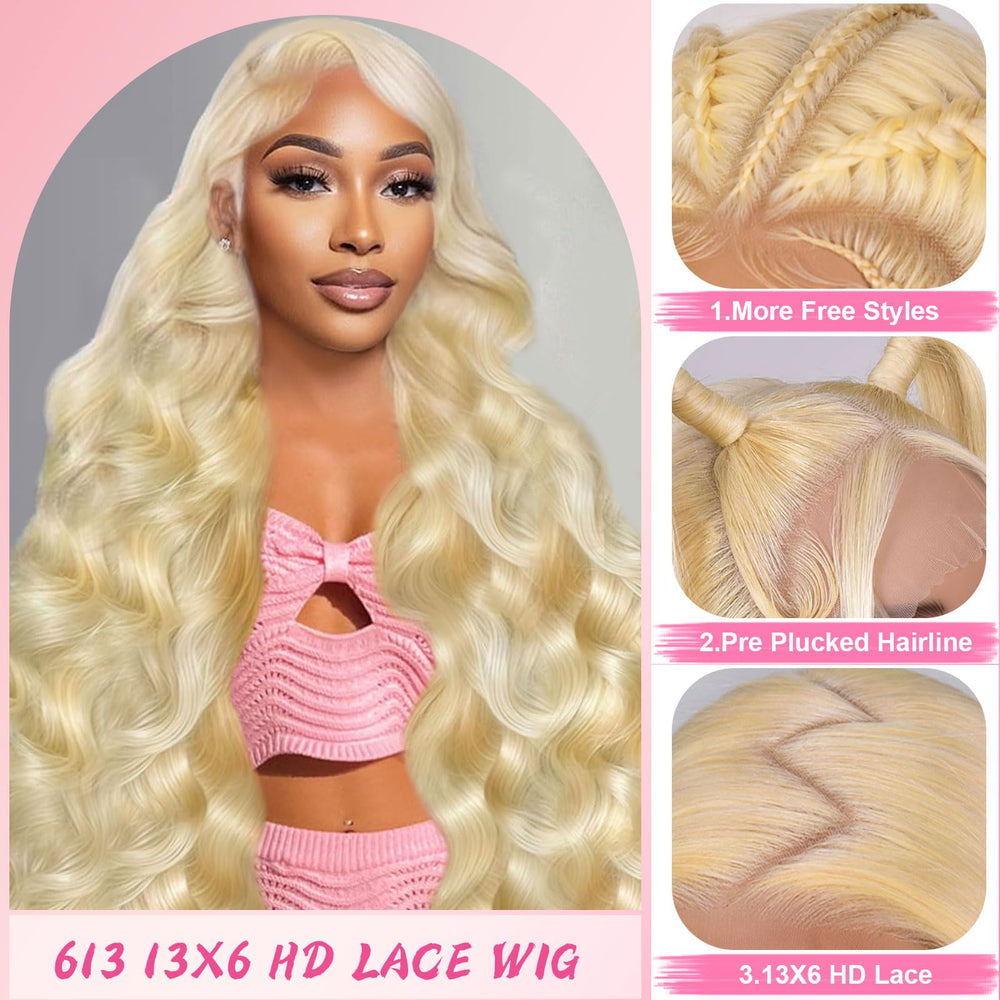 Tobeaper 613 lace-front wig side part display for versatile styling