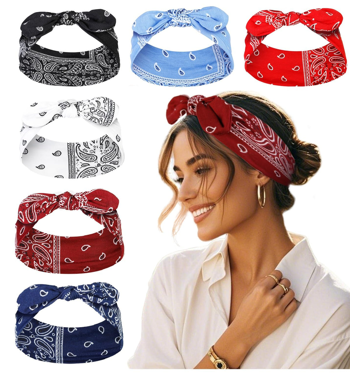 Tobeffect bandana headbands with boho paisley bow offer all-day comfort and versatile styling.