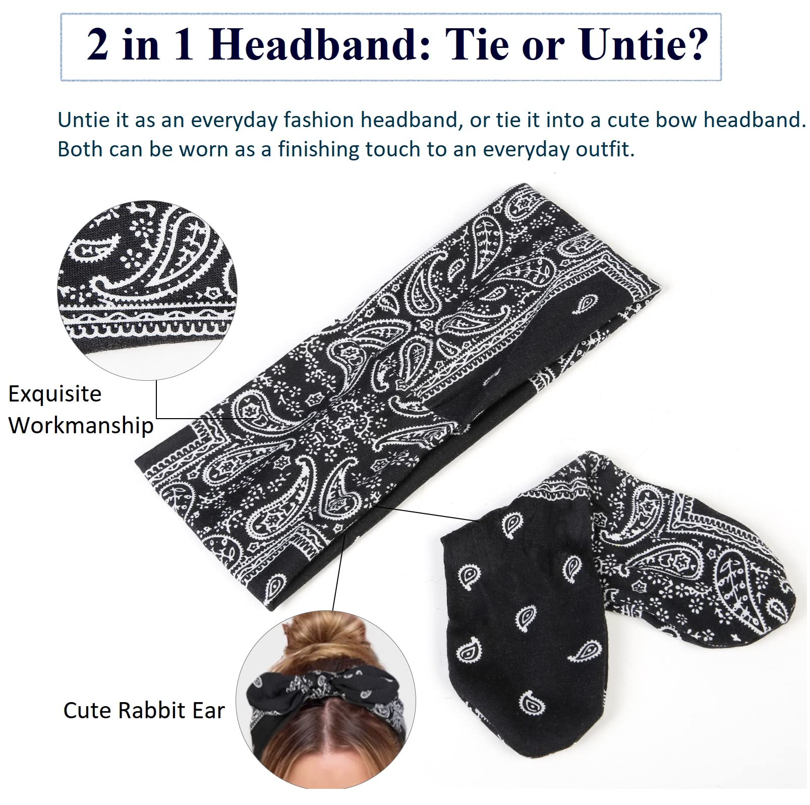 Tobeffect knot-bow headband adds cute flair for date or festival days.