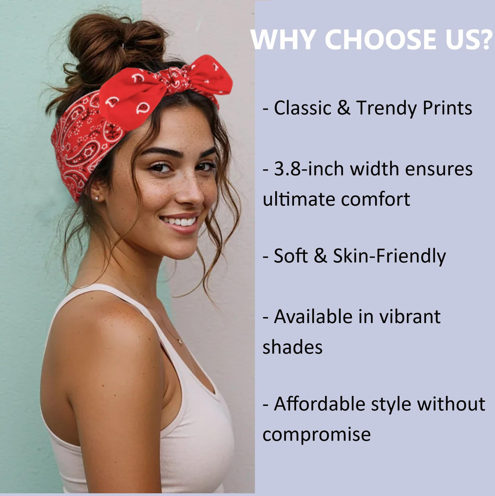 Tobeffect wide bow headband provides bold look with secure non-slip wear.