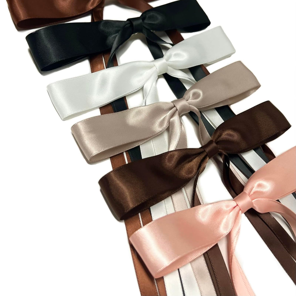 Tobeffect bow hair clip long tails side view for elegant braids and ponytails.