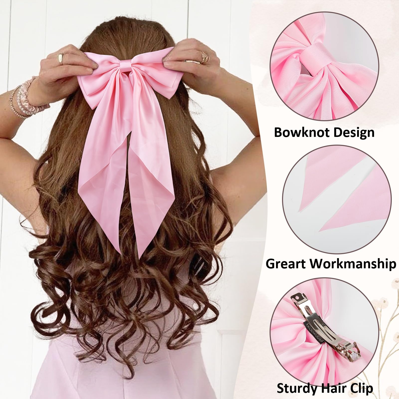 Tobeffect Christmas bows white long tails brighten outfits and reflect holiday light.