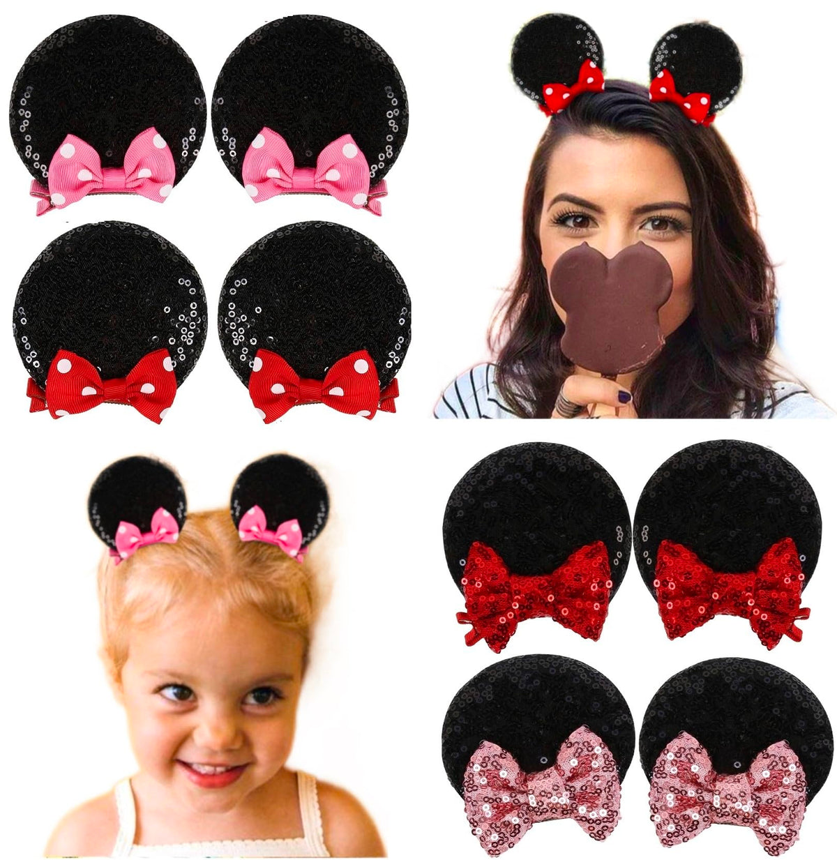Tobeffect glitter mouse ears hair clips in black offer lightweight comfort for all-day wear.