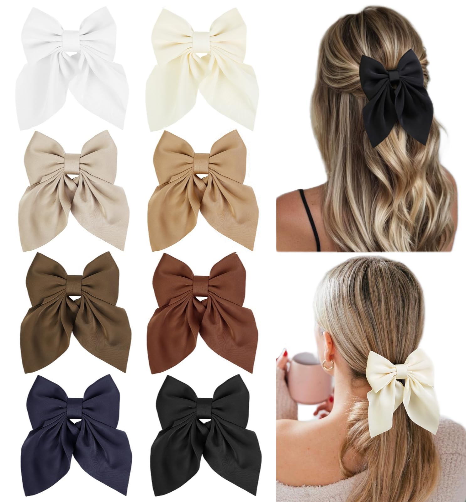 Tobeffect hair bows collection 8pc nude tones offer versatile styling for daily wear.