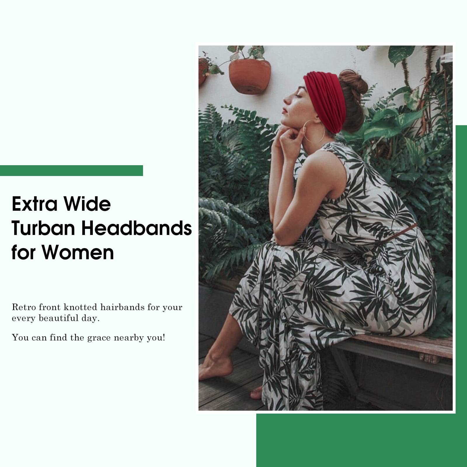 Tobeffect turban headbands stretch to fit most heads for all-day comfort.