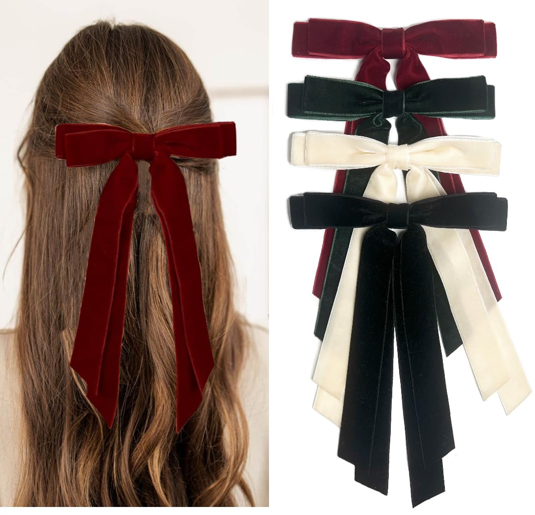 Tobeffect velvet hair bow green close-up shows festive color and durable stitching for daily wear.