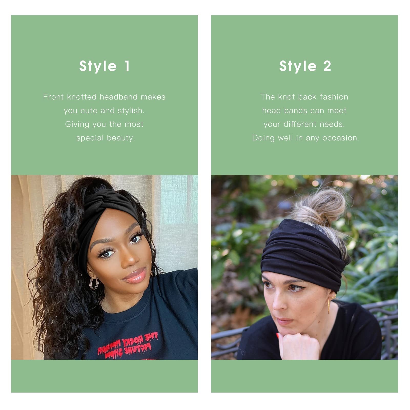 Tobeffect wide headbands styled with a black boho look for daily outfits.