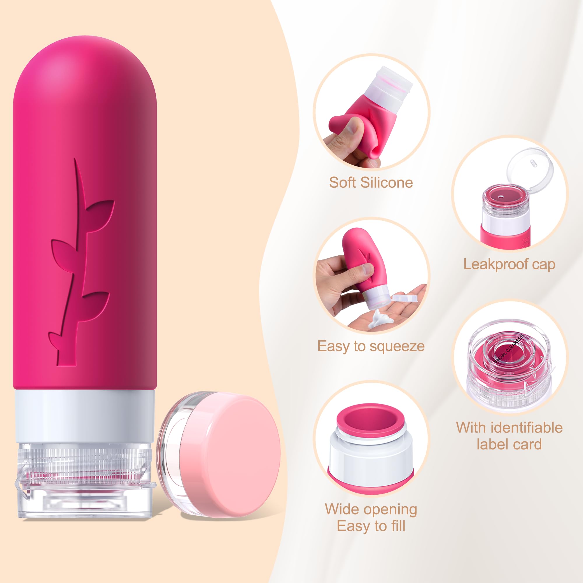 Tocelffe silicone bottles 2oz compact for carry-on convenience and precise portion control