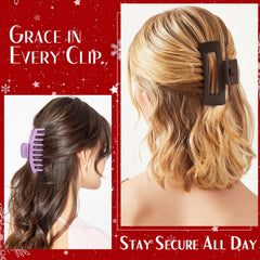 TOCESS big rectangle clip in blue provides non-slip grip for layered hair.