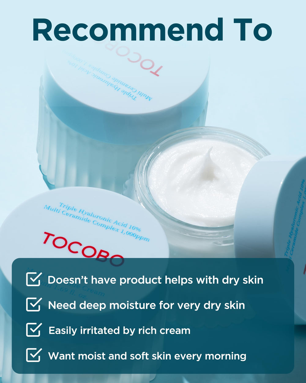 TOCOBO application last-step routine demonstrates easy, non-greasy absorption.