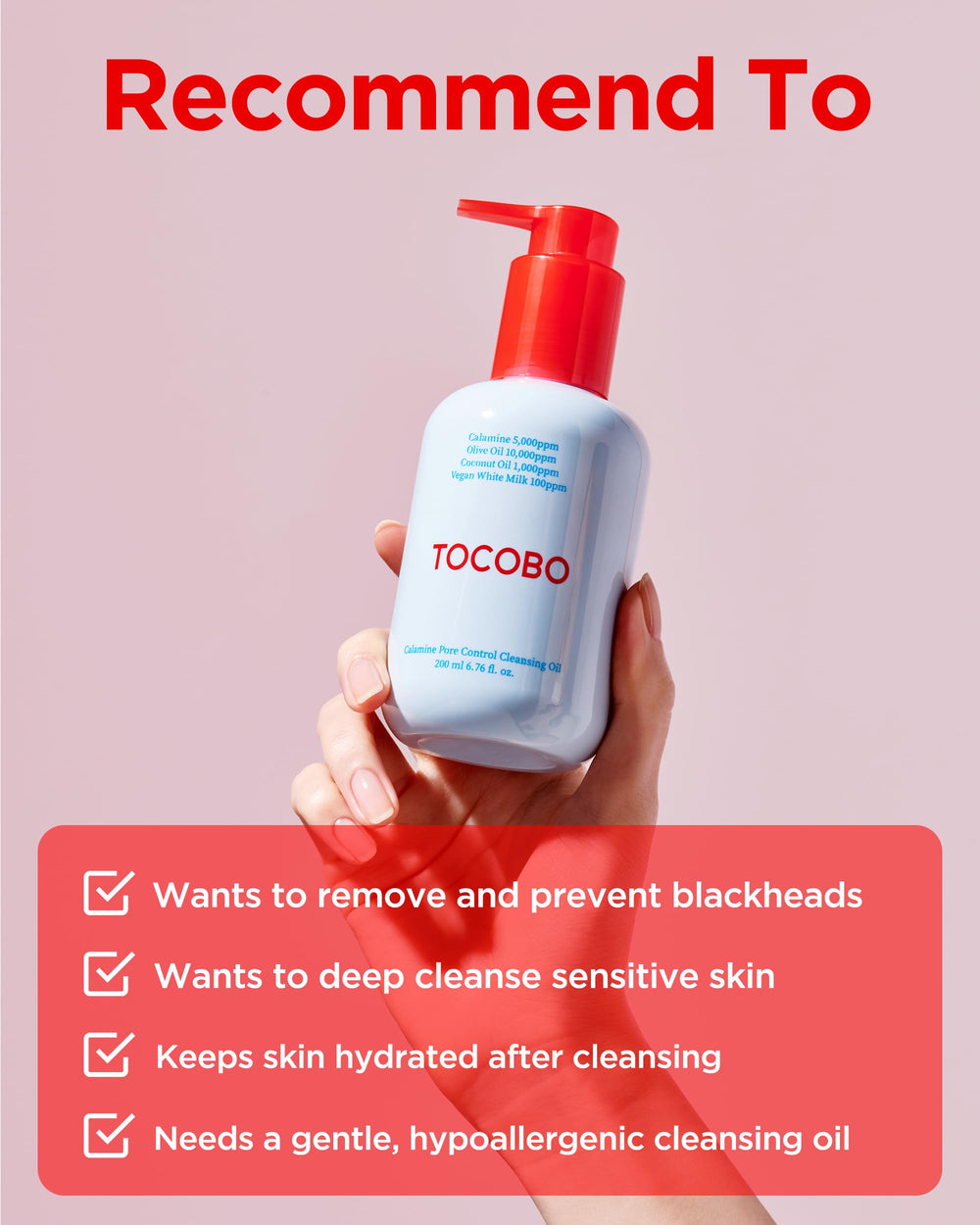 TOCOBO Calamine Pore Control application massage image focuses on T-zone cleansing.
