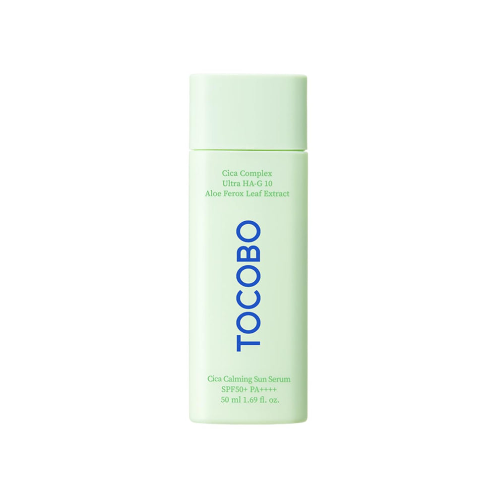 TOCOBO CICA CALMING SUN SERUM bottle showing everyday sun protection and skincare support