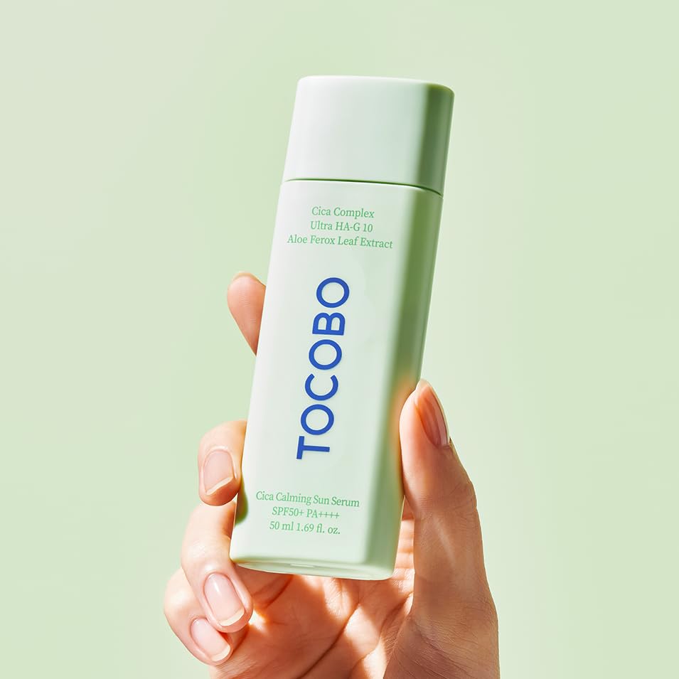 TOCOBO CICA CALMING SUN SERUM vegan-symbol highlights cruelty-free, plant-based protection