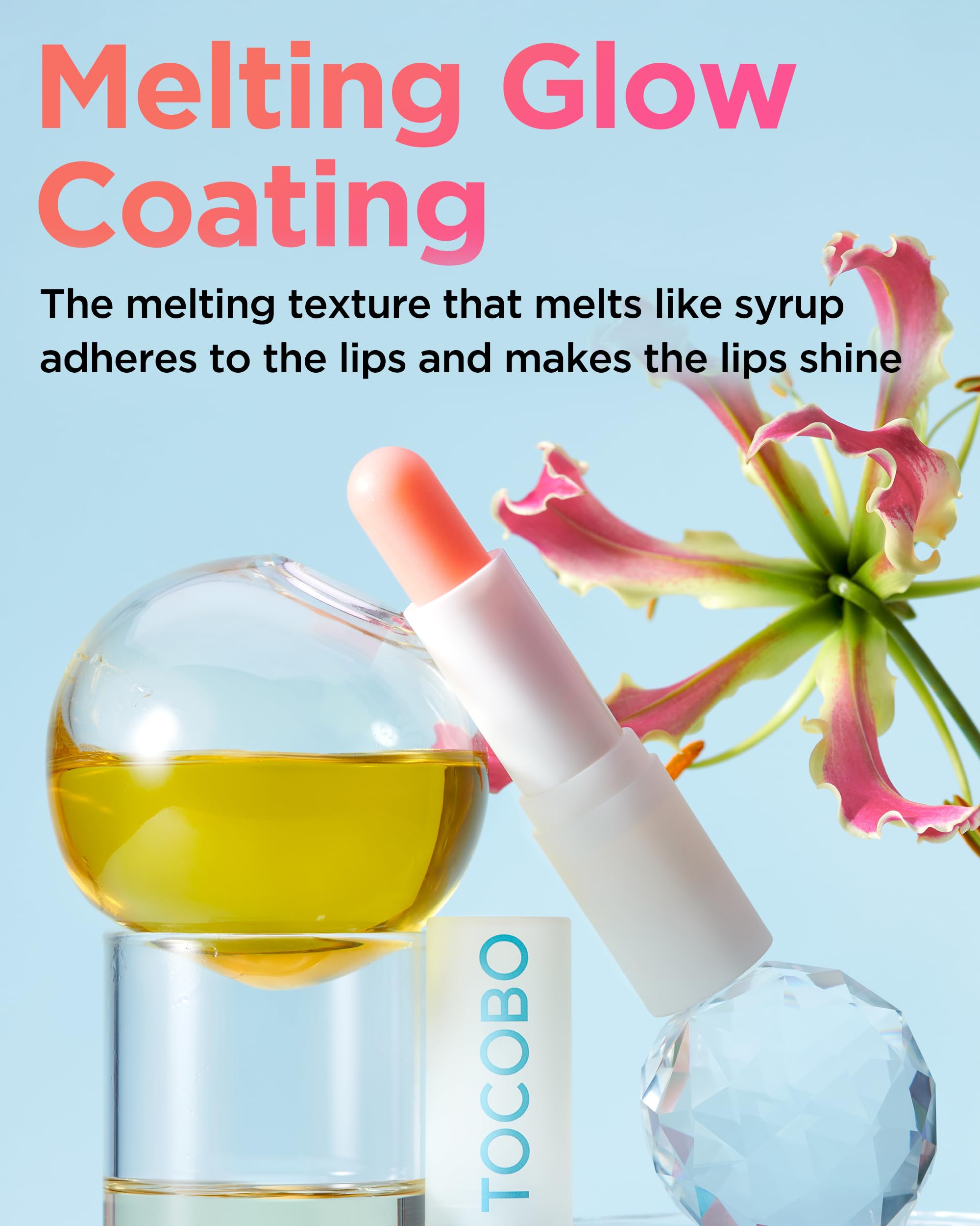 TOCOBO moisturizing close-up highlights natural oil blend for nourishment.