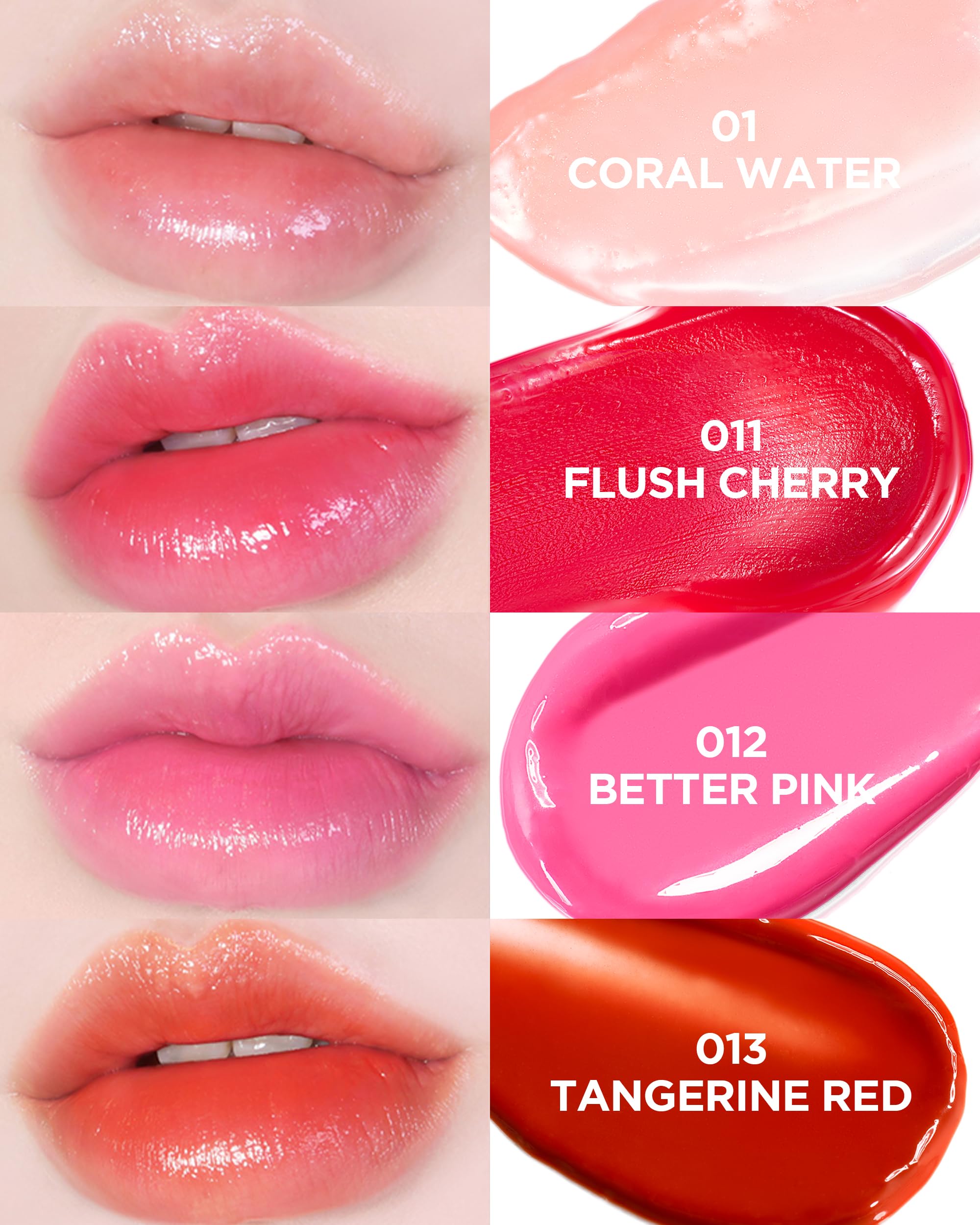 TOCOBO lip balm swatch on lips reveals vibrant cherry pink and smooth finish.