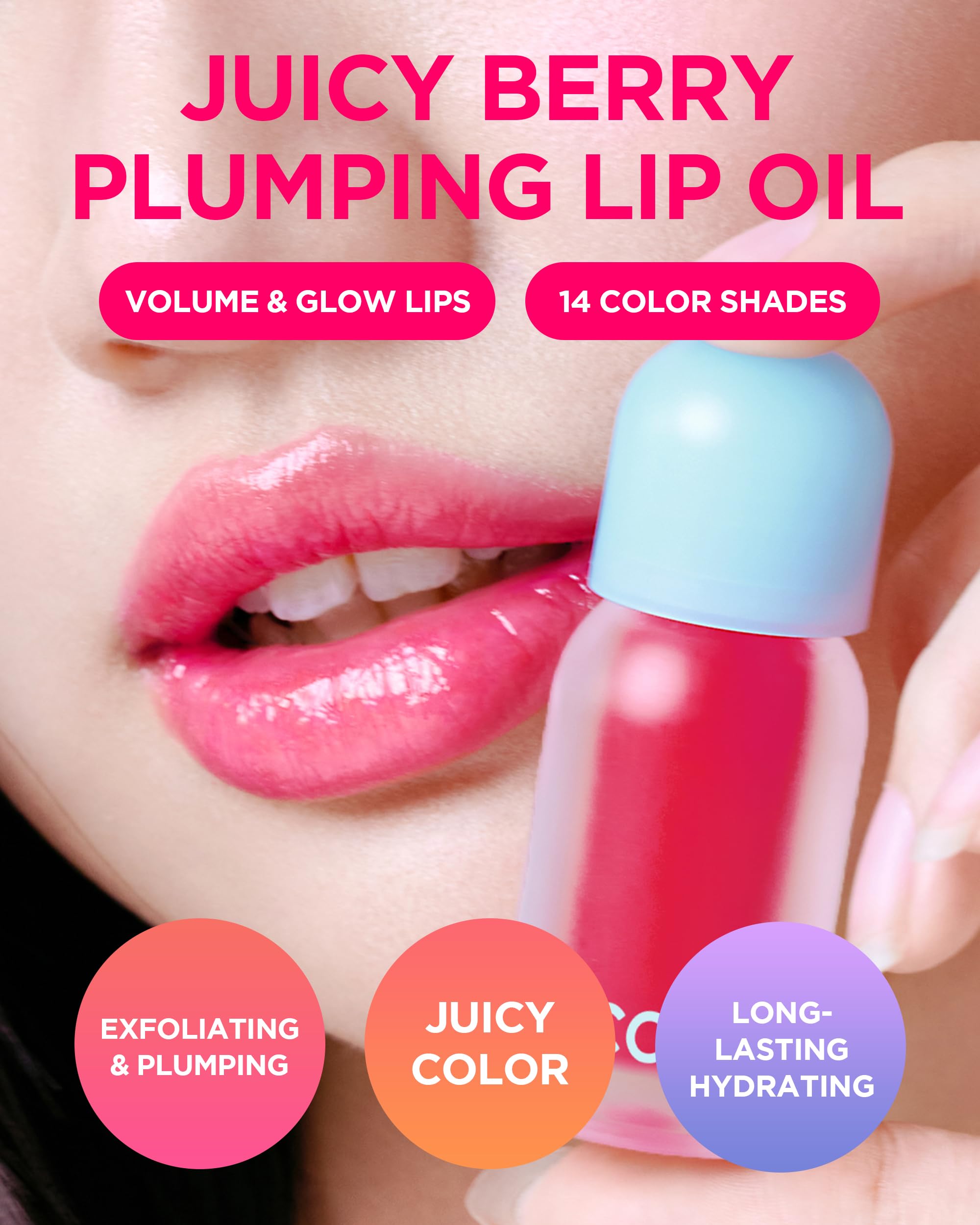 TOCOBO Juicy Berry Lip Oil silicone-tip application for clean, even gloss.