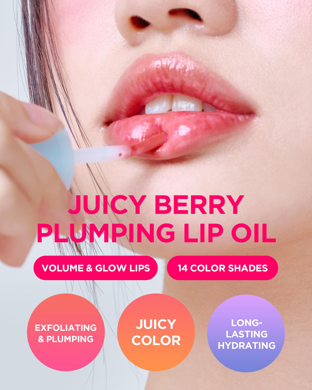 TOCOBO Juicy Berry Plumping Lip Oil applicator silicone tip enables hygienic, precise application.