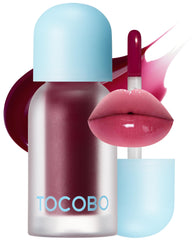 TOCOBO Juicy Berry Plumping Lip Oil bottle shows glassy, high-shine finish for all lips.