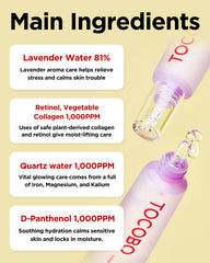 TOCOBO Lavender Water droplet highlights soothing hydration for delicate under-eye skin