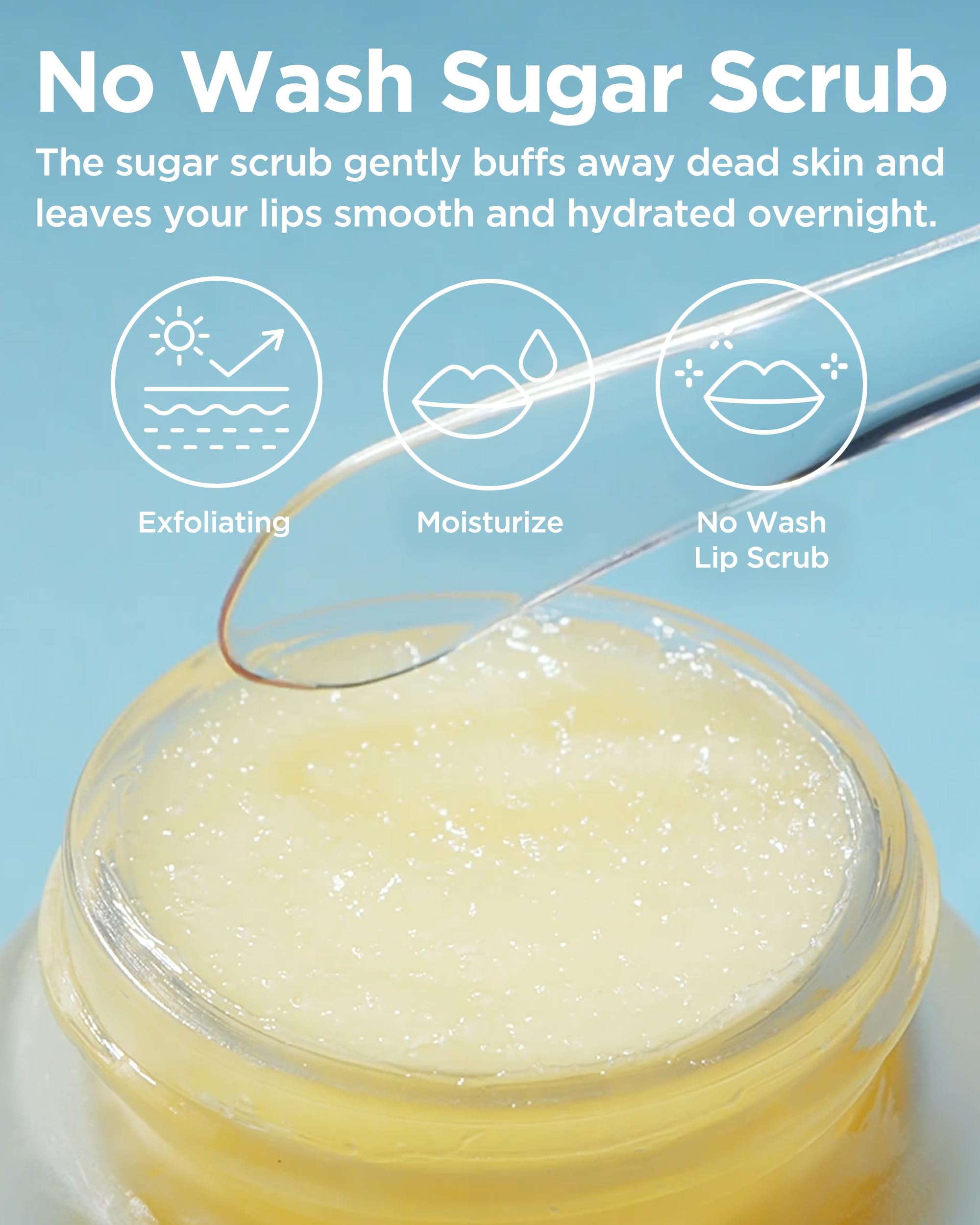 TOCOBO Lemon Sugar Lip Mask spatula application captures overnight exfoliation and nourishment.