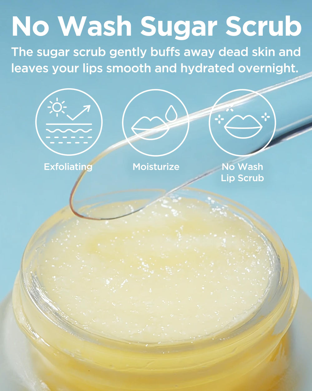 TOCOBO Lemon Sugar Lip Mask spatula application captures overnight exfoliation and nourishment.
