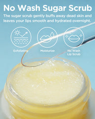 TOCOBO Lemon Sugar Lip Mask spatula application captures overnight exfoliation and nourishment.