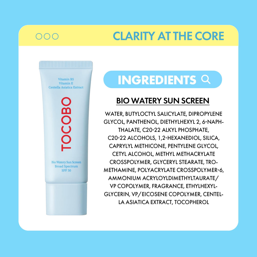 TOCOBO US Bio Watery Sunscreen fragrance-free formula ideal for sensitive skin.