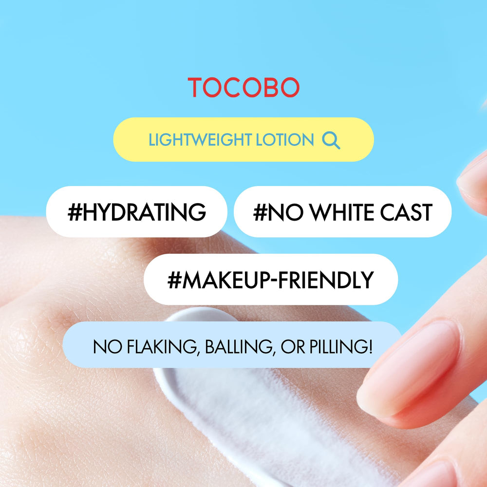 TOCOBO US Bio Watery Sunscreen hydration drop illustrates moisture boost.