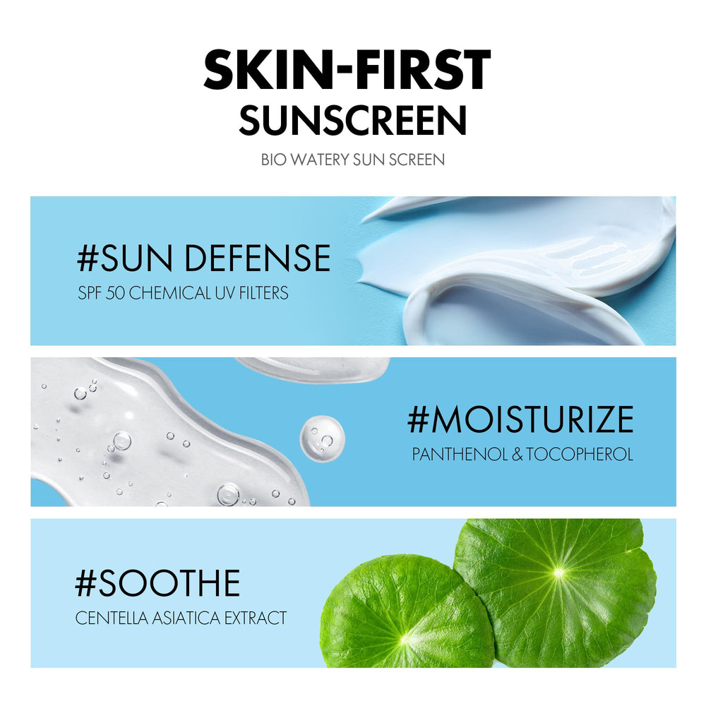 TOCOBO US Bio Watery Sunscreen mung bean ingredient close-up suggesting calming effects.