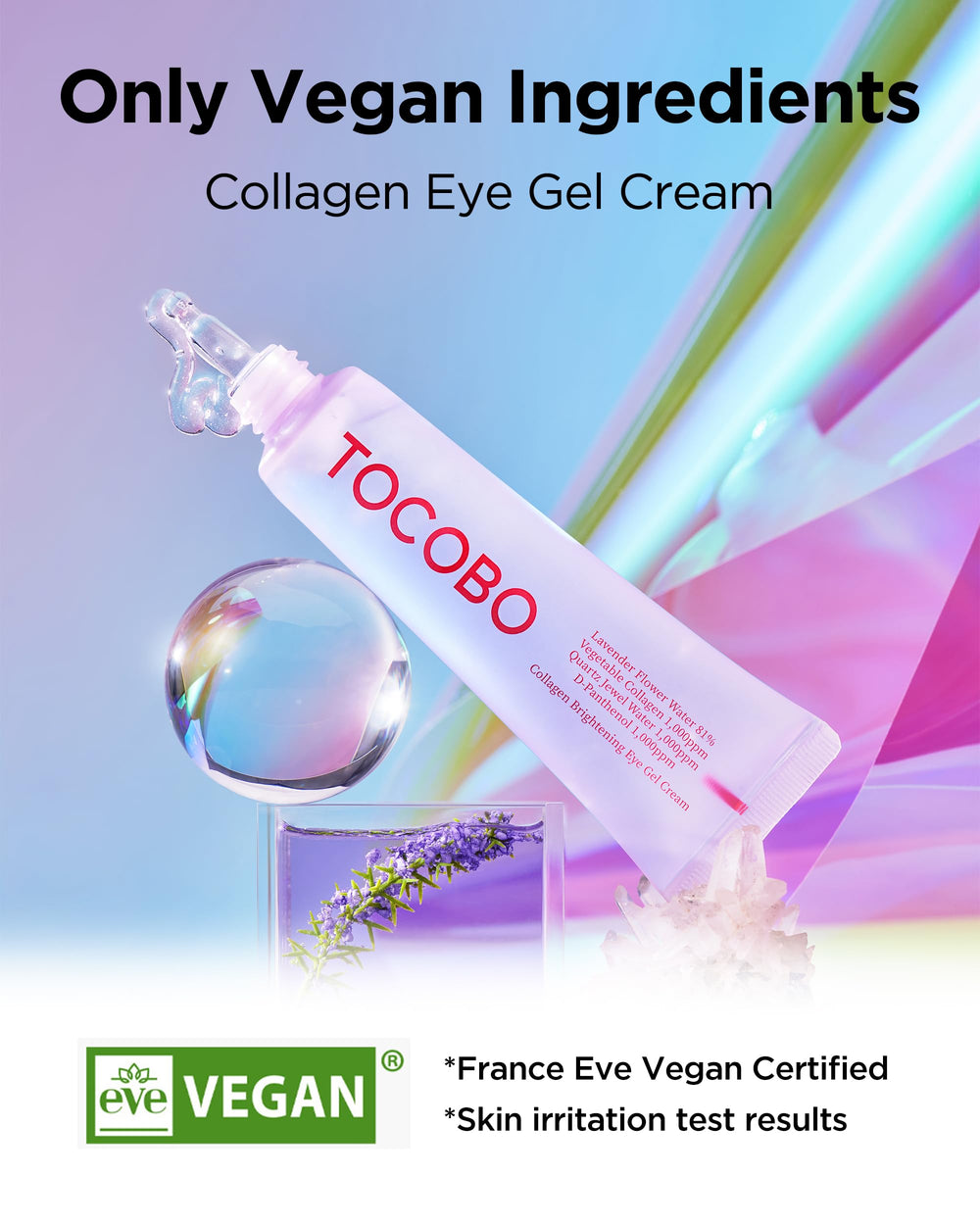 TOCOBO Vegan Eye Care bottle scene demonstrating cruelty-free formula ideal for sensitive skin