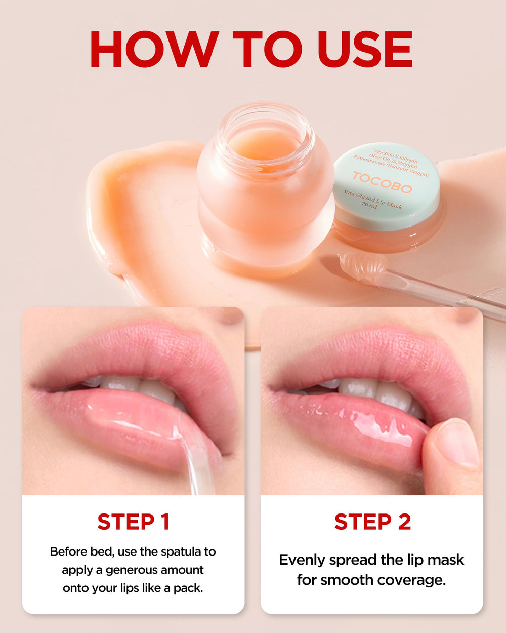 Overnight lip care routine with TOCOBO Vita Glazed Lip Mask
