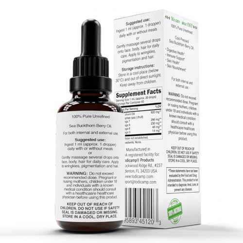 TODICAMP Sea Buckthorn Oil pour — easy application for facial and body care.