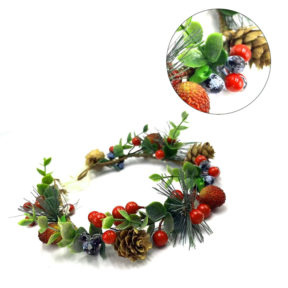 TOECWEGR forest wreath headpiece featuring pine cones, perfect for rustic bridal style.