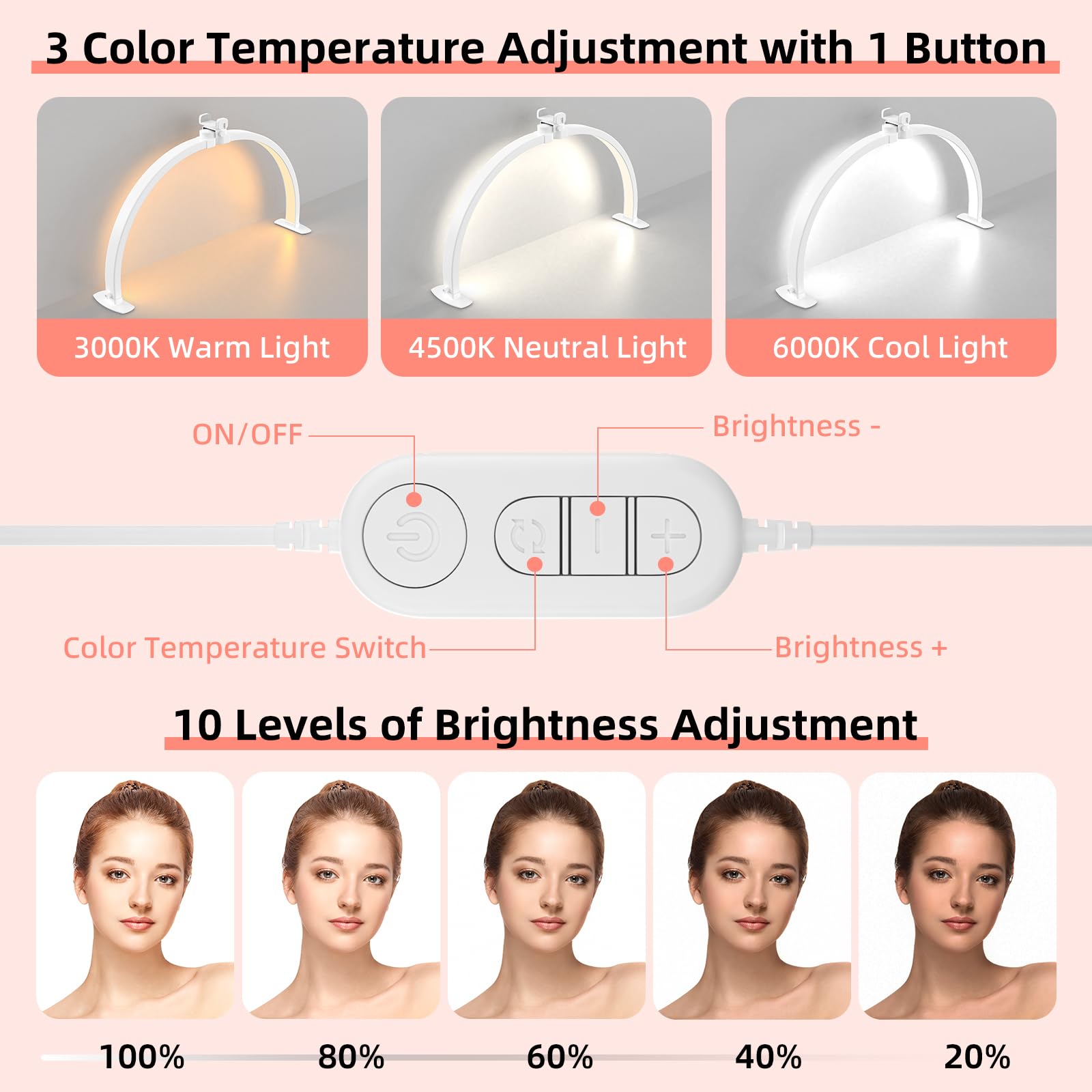 TOELOVE half moon light folded compact mode saves space between sessions