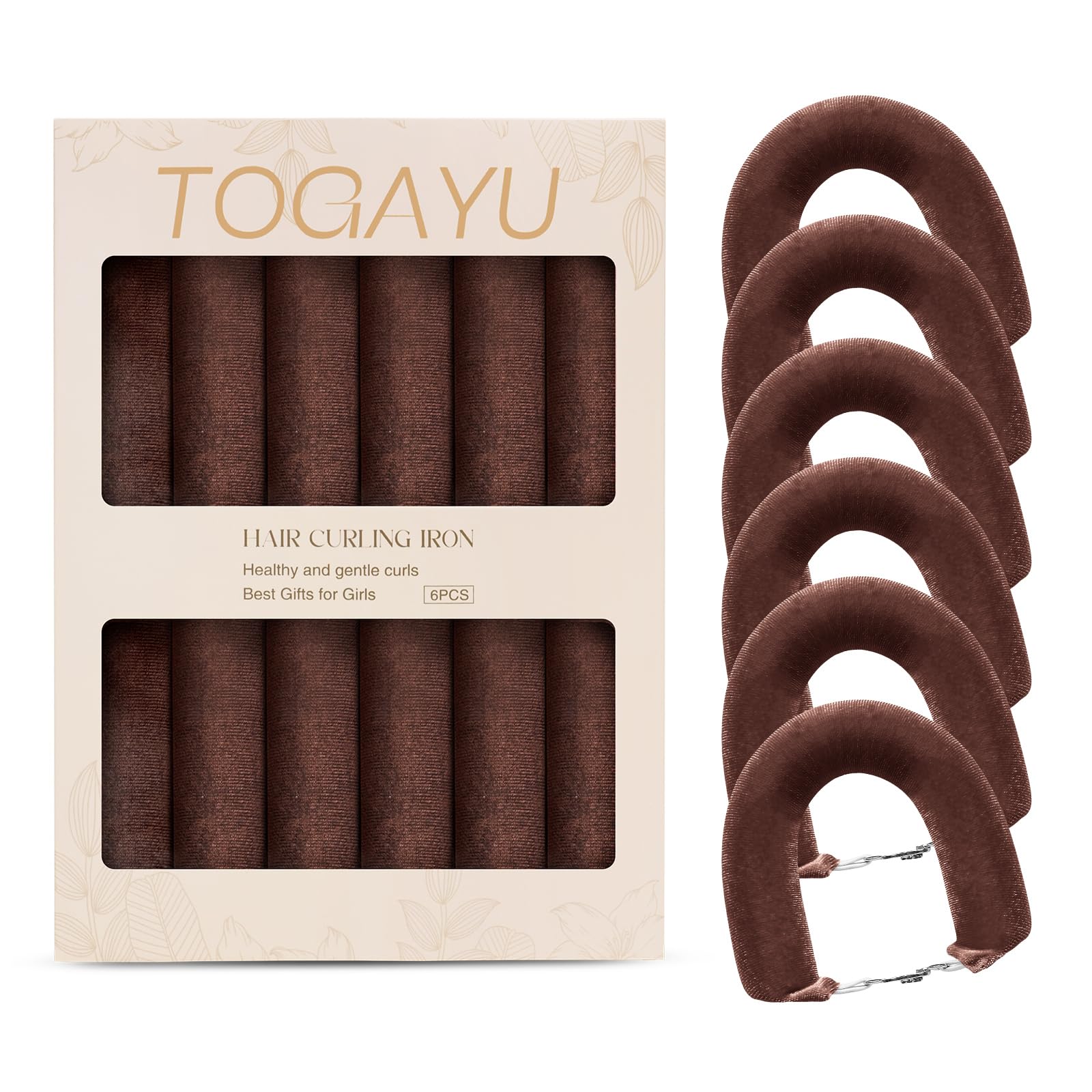 Togayu heatless curls overnight set packaging shows organized jumbo velvet curlers for easy nighttime styling