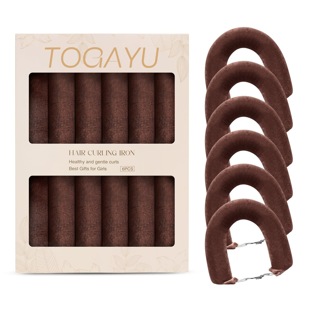 Togayu heatless curls overnight set packaging shows organized jumbo velvet curlers for easy nighttime styling