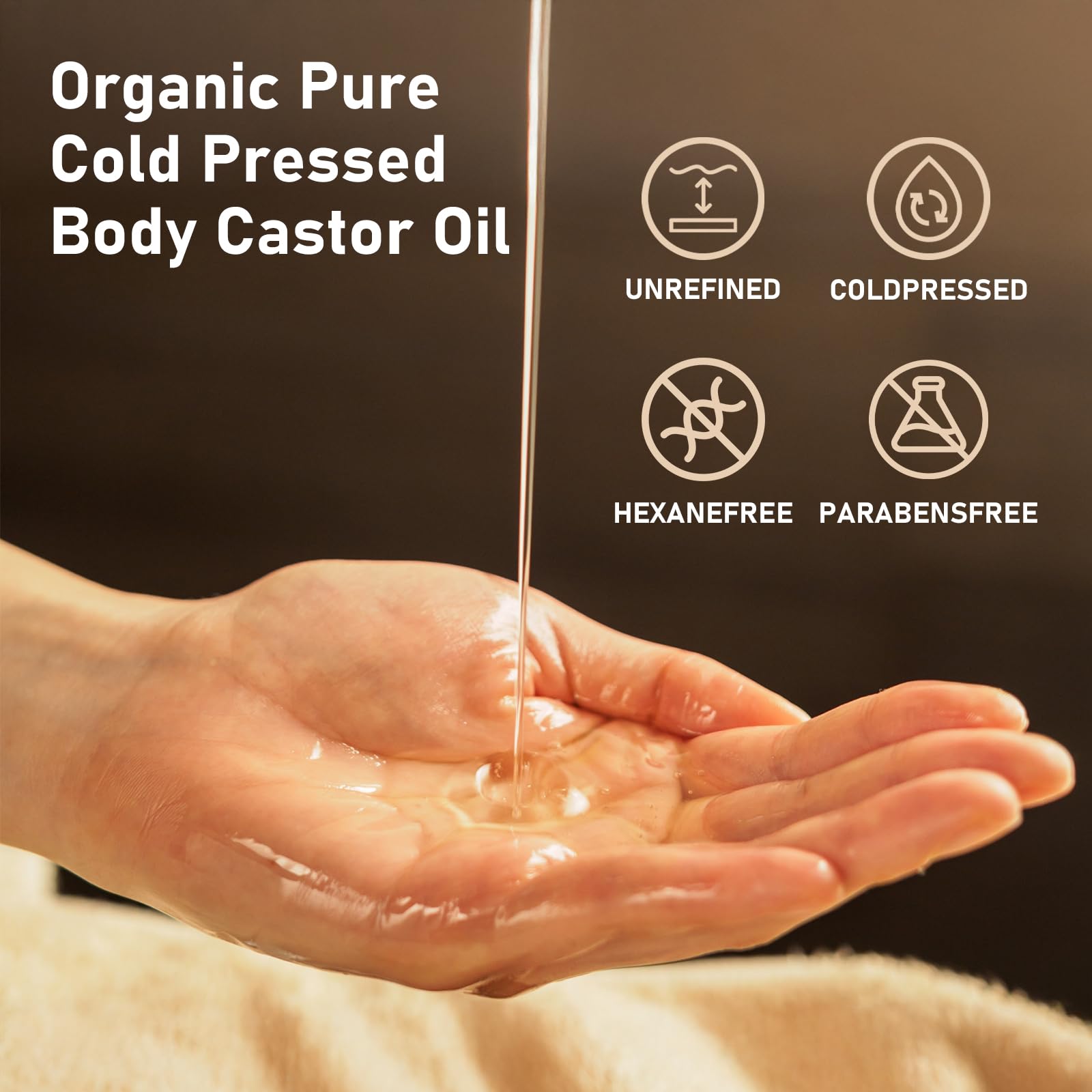 TOGOLIUN castor oil on hair and scalp for conditioning.