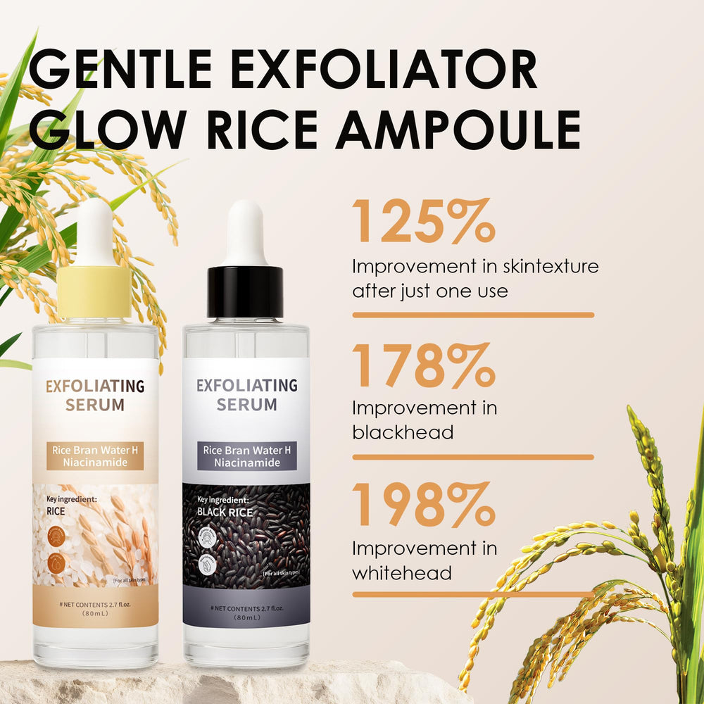 TOGOLIUN White Rice Ampoule close-up shows gentle exfoliation for sensitive skin.