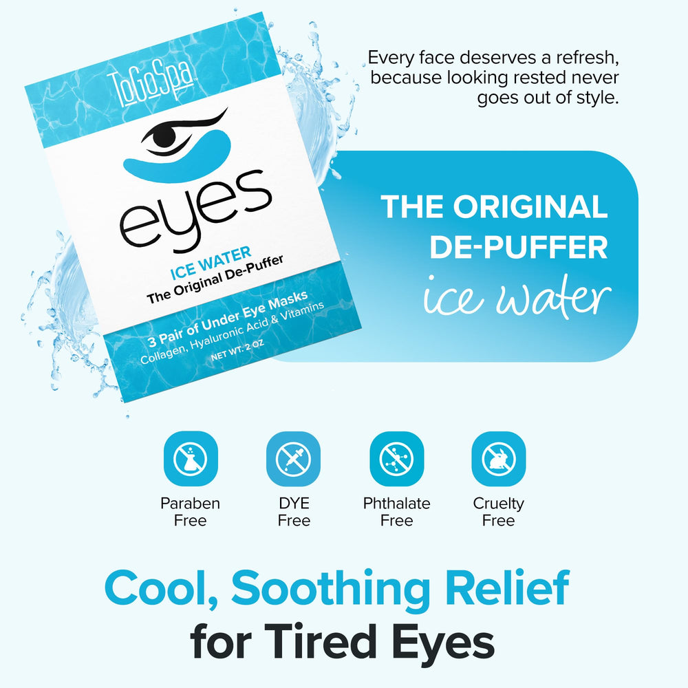 ToGoSpa Ice Water EYES under-eye pads close-up revealing soothing, nutrient-rich gel.
