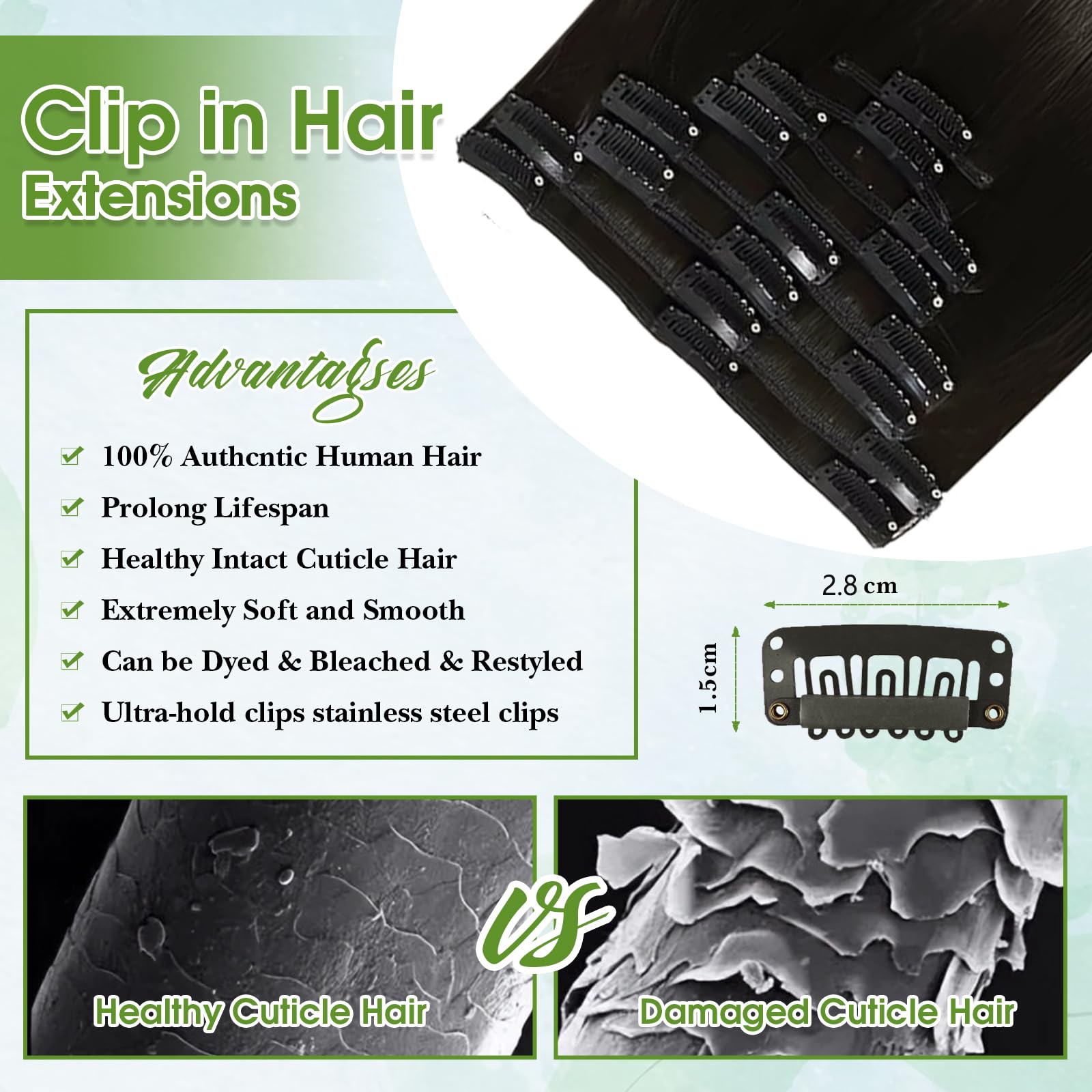 TOHASI clip-in extensions 4-widths guide illustration for customizable volume