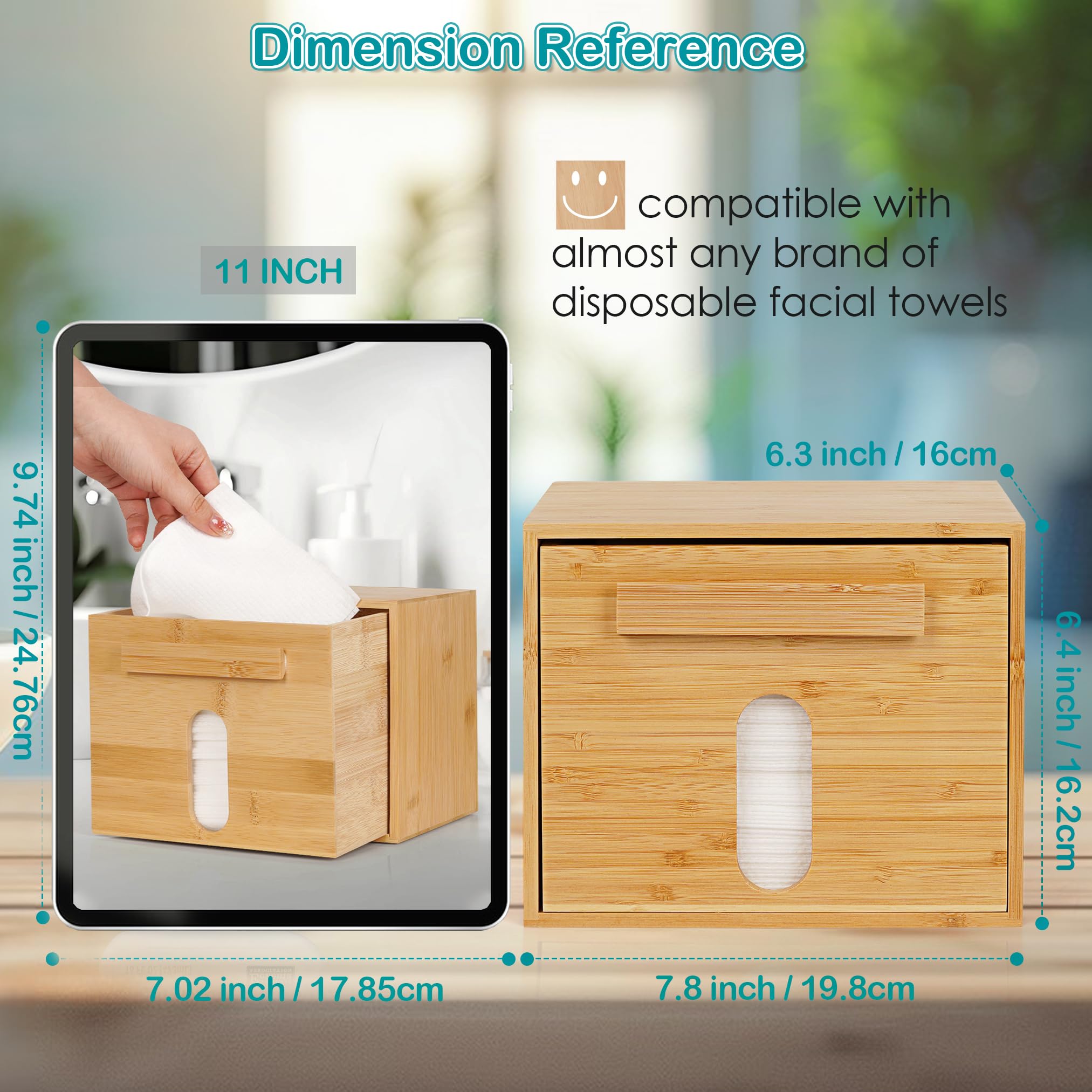 Tohiasen bamboo towel-storage container close-up highlights natural texture and sturdy construction.