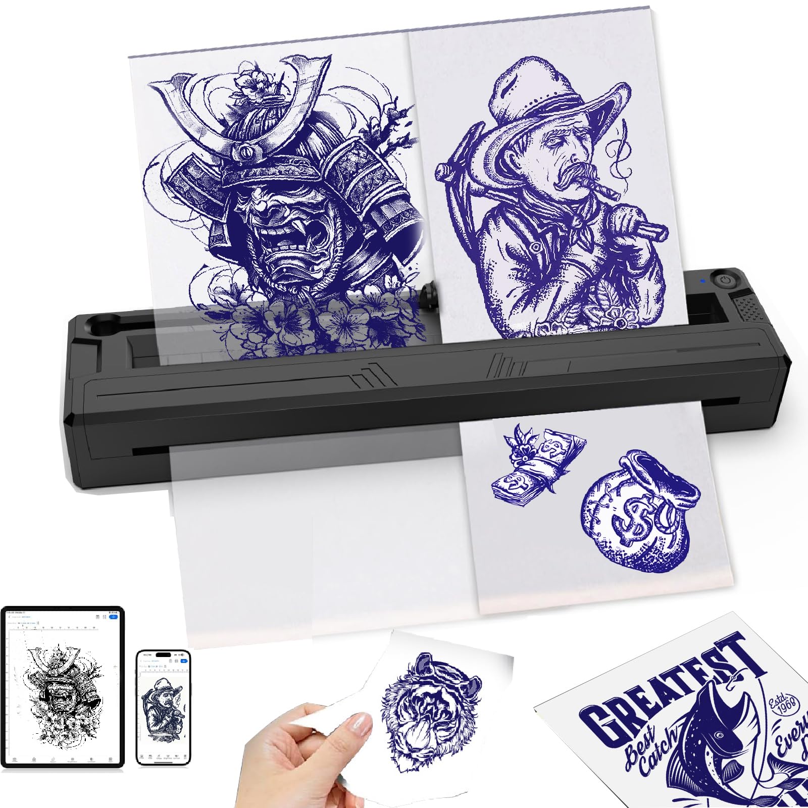 TOHUNZO tattoo stencil printer front view for portable use