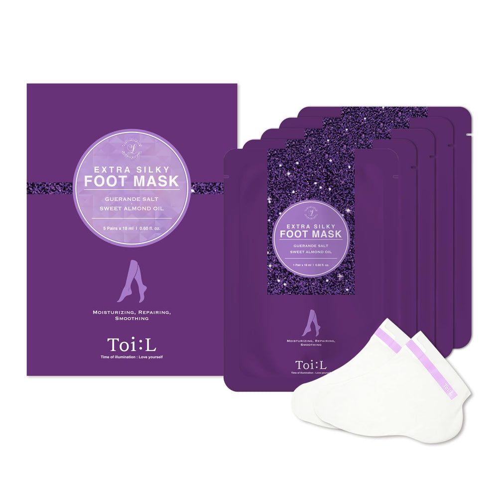 TOI:L foot mask box, premium packaging for convenient at-home foot care.