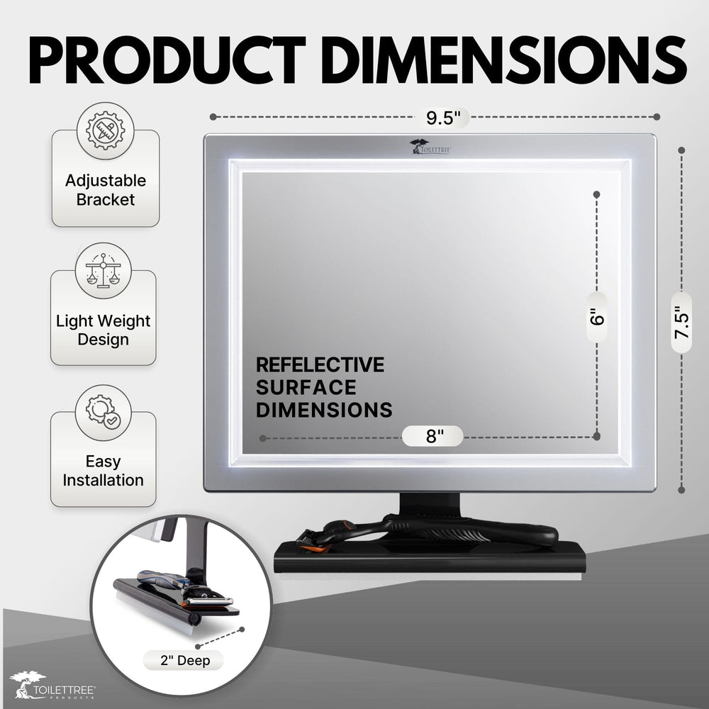 ToiletTree Deluxe LED mirror adjustable angle for comfortable viewing from any height