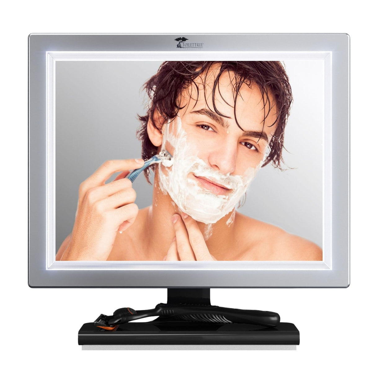 ToiletTree Deluxe LED mirror with light for clear makeup removal in shower