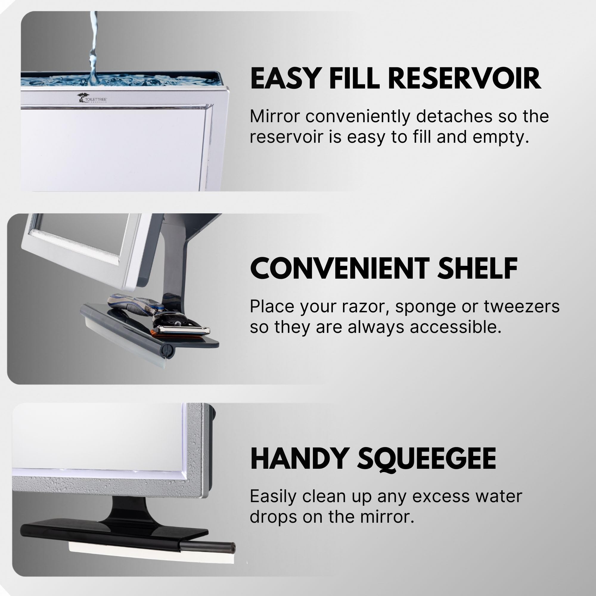 ToiletTree Deluxe LED mirror rust-proof design resists moisture for durable bathroom use