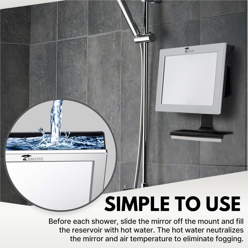 ToiletTree fogless shower mirror adhesion shows secure rust-proof mounting