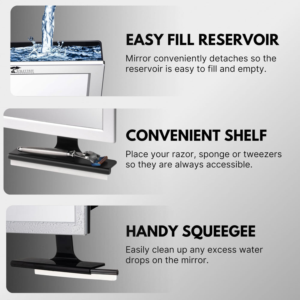 ToiletTree fogless shower mirror anti-fog technology provides consistent visibility