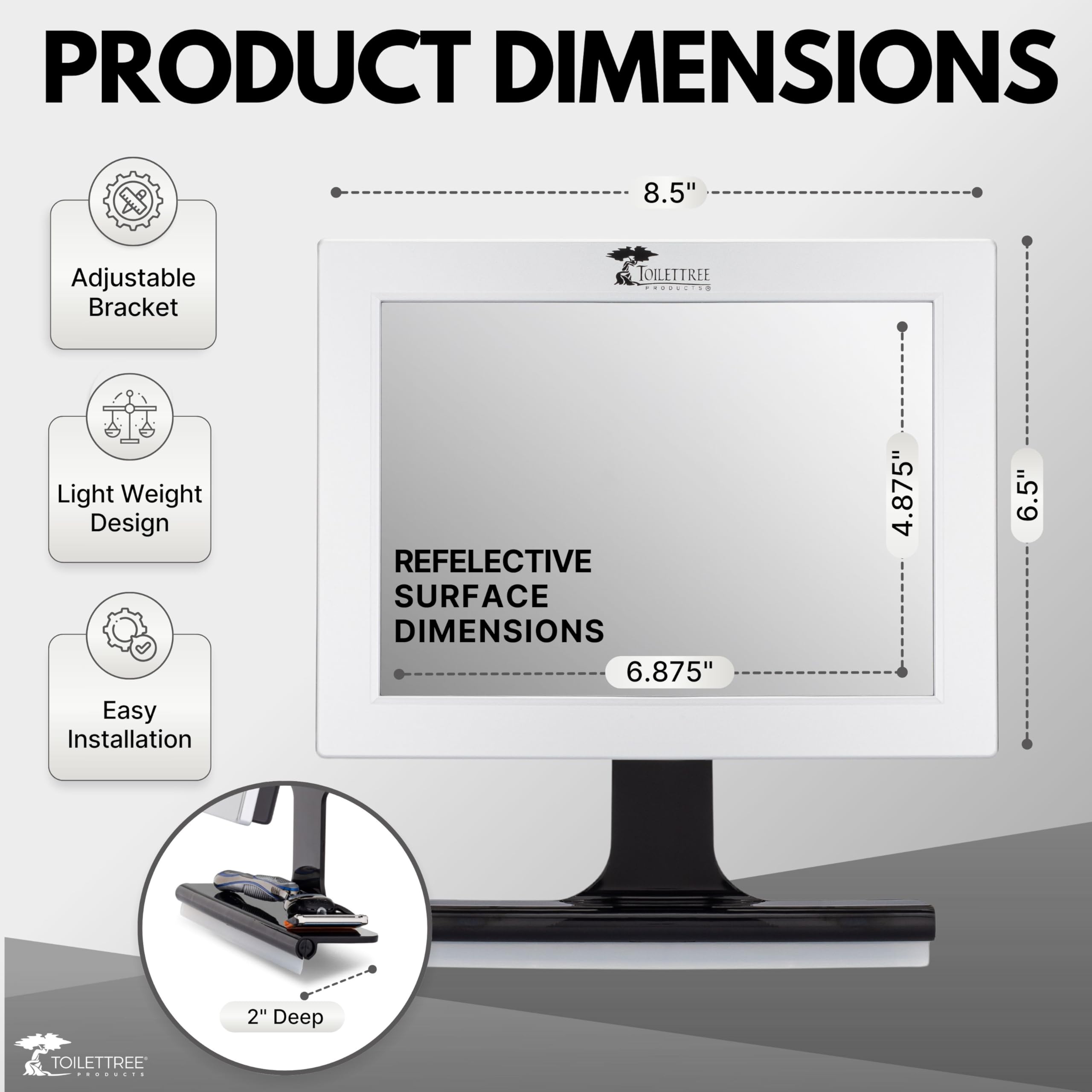 ToiletTree fogless shower mirror compact storage fits small bathrooms neatly